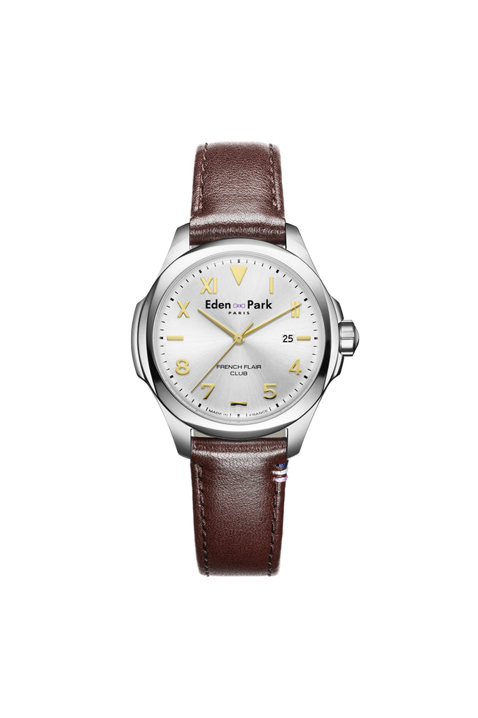 Brown quartz leather watch