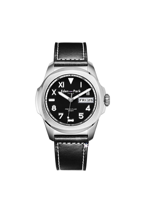 Montre à quartz Jour Date Noire - Image 1