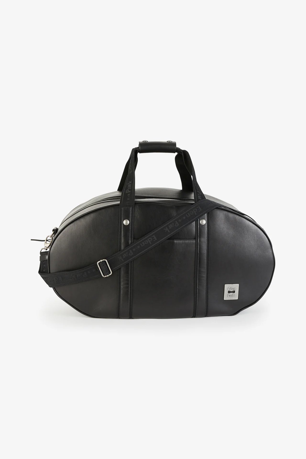 Sac de voyage ovale noir en cuir