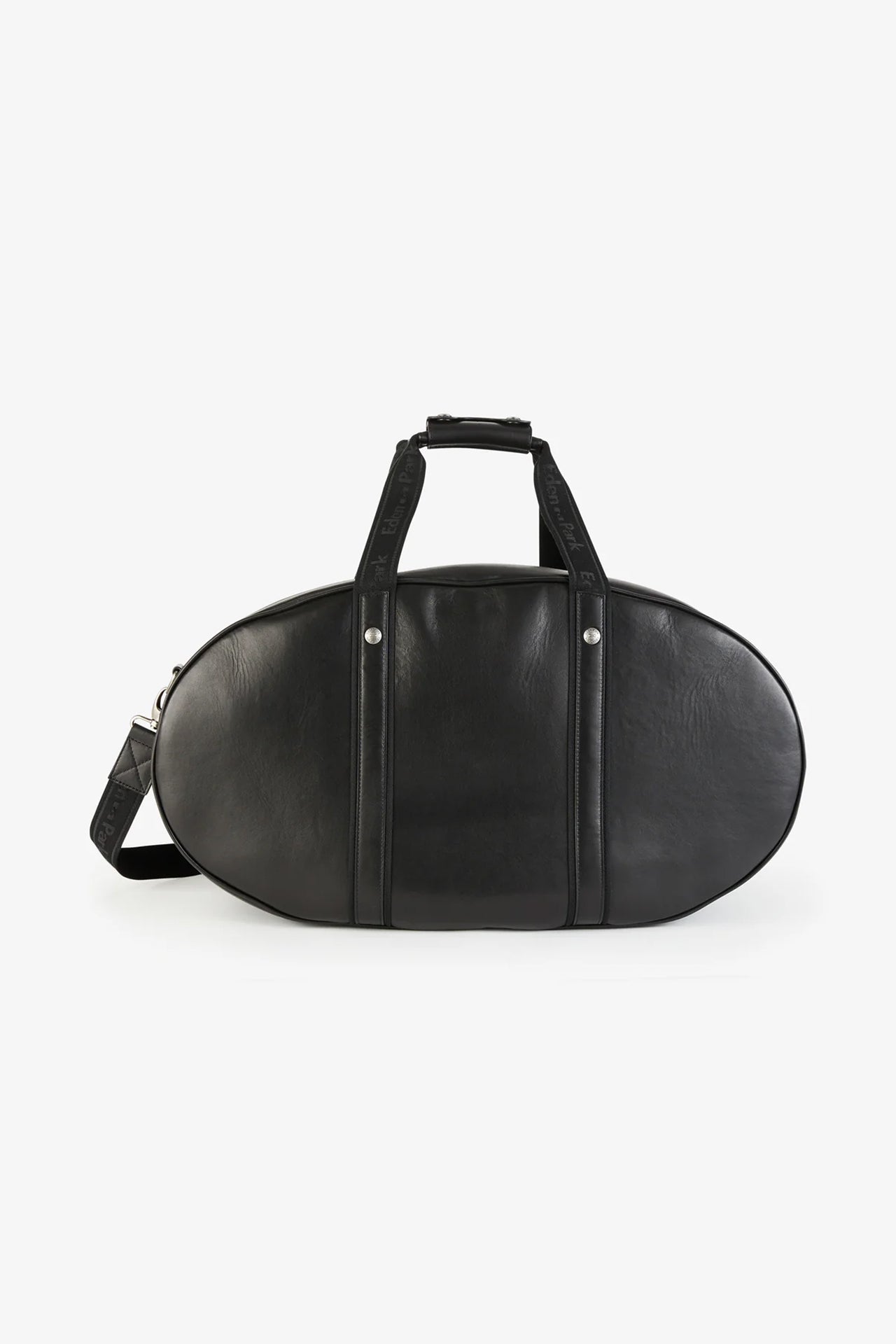 Sac de voyage ovale noir en cuir