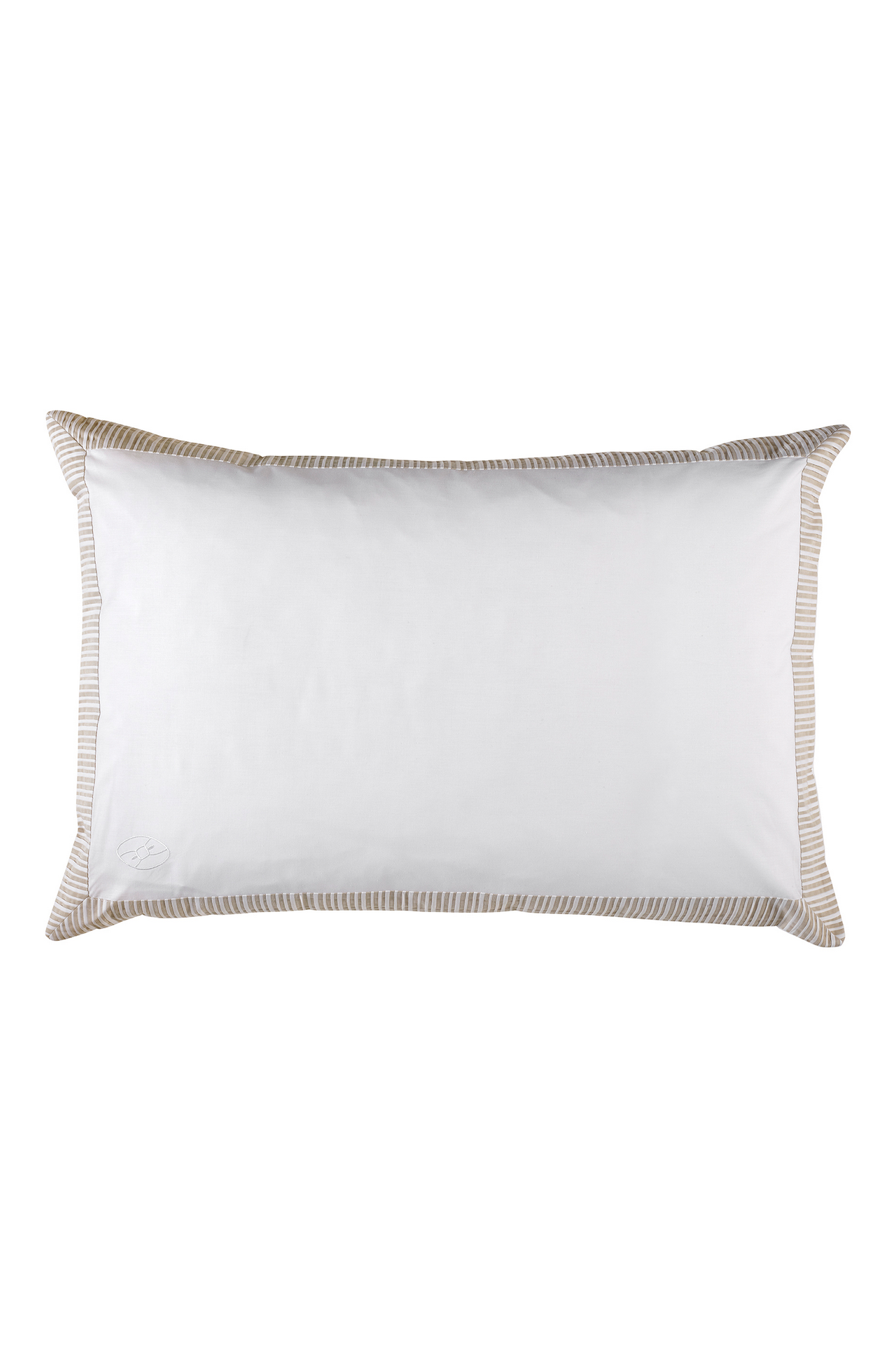 2 taies d'oreiller rectangulaires blanc et beige - Bulle ovale