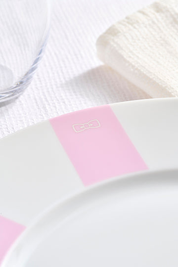 Set of 6 pink plates in Limoges porcelain