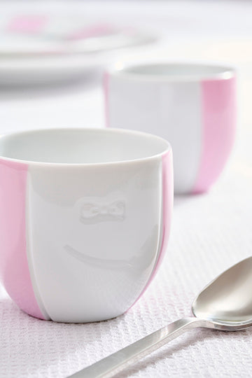 Duo de tasses à café en porcelaine intérieur émaillé rose
