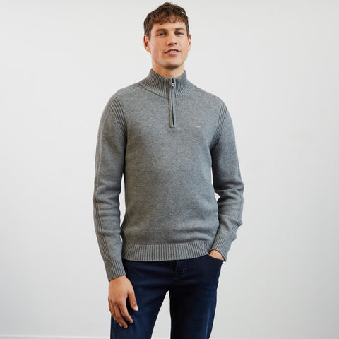 Pull gris camionneur en jeu de maille - Image 3