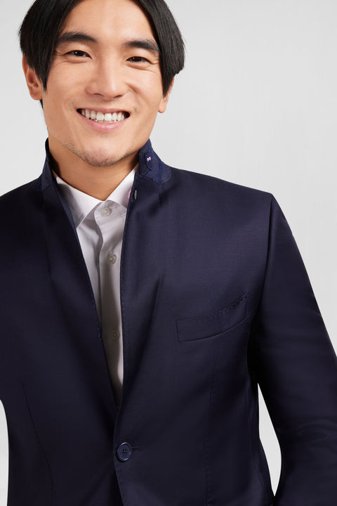 Slim-fit suit in navy blue wool - Image 2