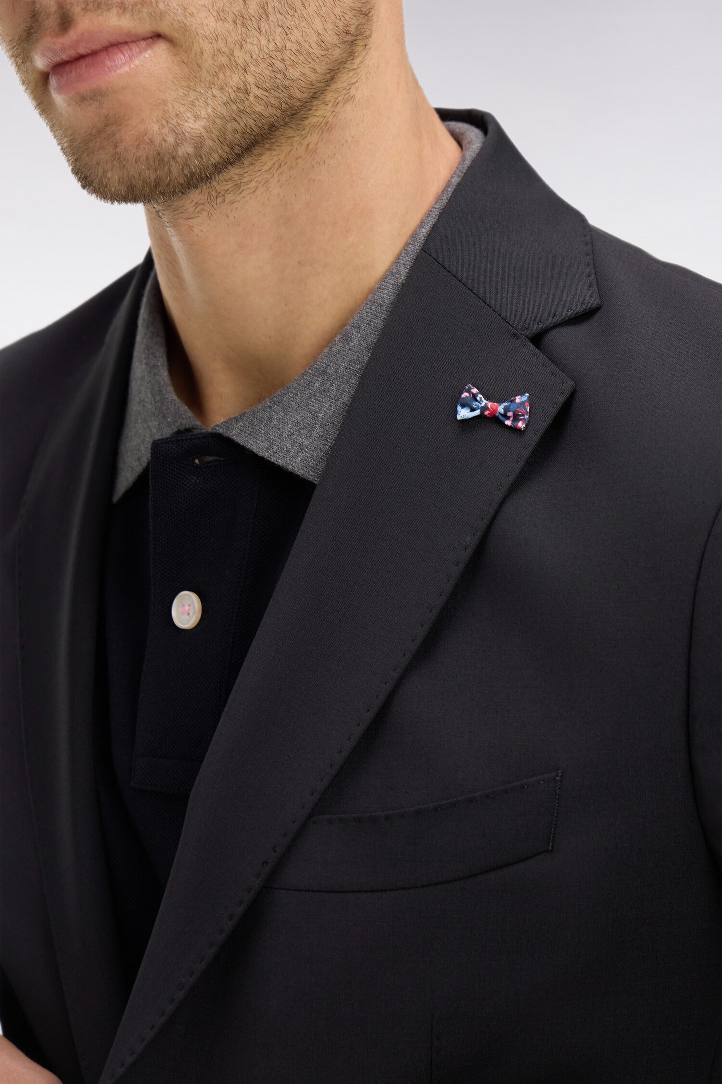 Blazer noir détails noeud en relief