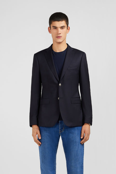 Slim fit navy blue 100% wool blazer - Image 1