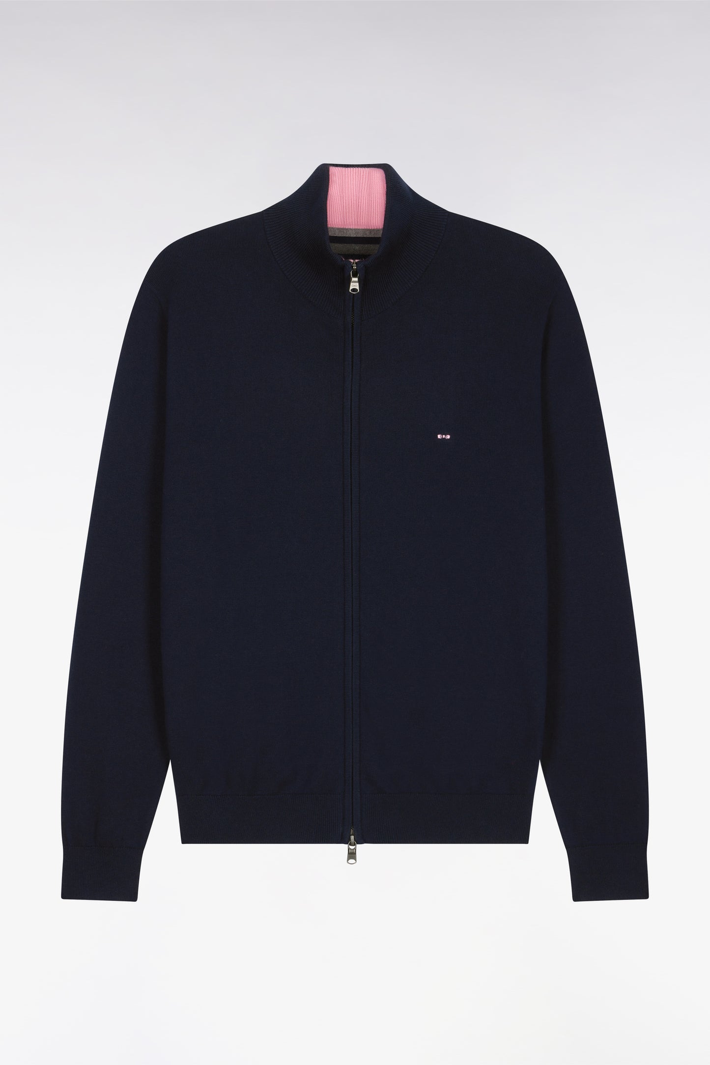 Navy blue cotton cardigan with zipper