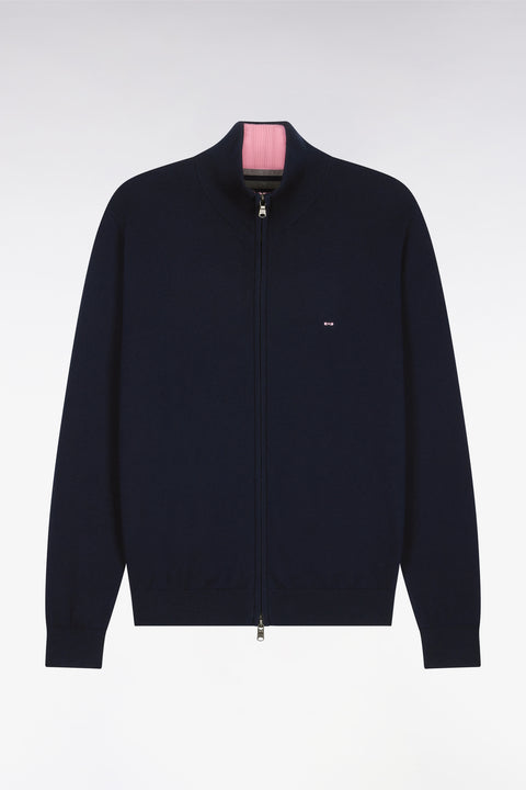 Cardigan bleu marine zippé en coton - Image 2