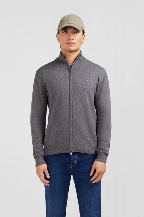 Cardigan gris zippé en coton - Image 1