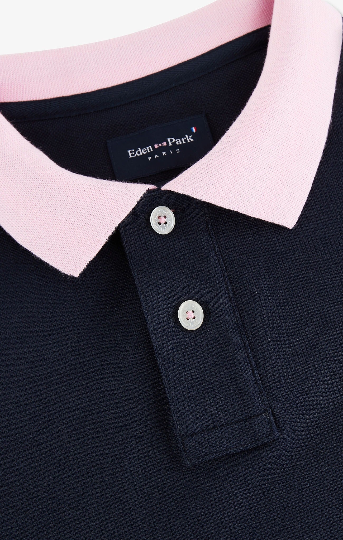 Navy blue pima cotton polo contrasting details - Image 7