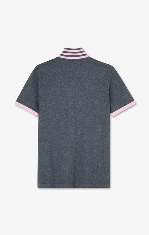 Grey pima cotton polo with contrasting accents - Image 2