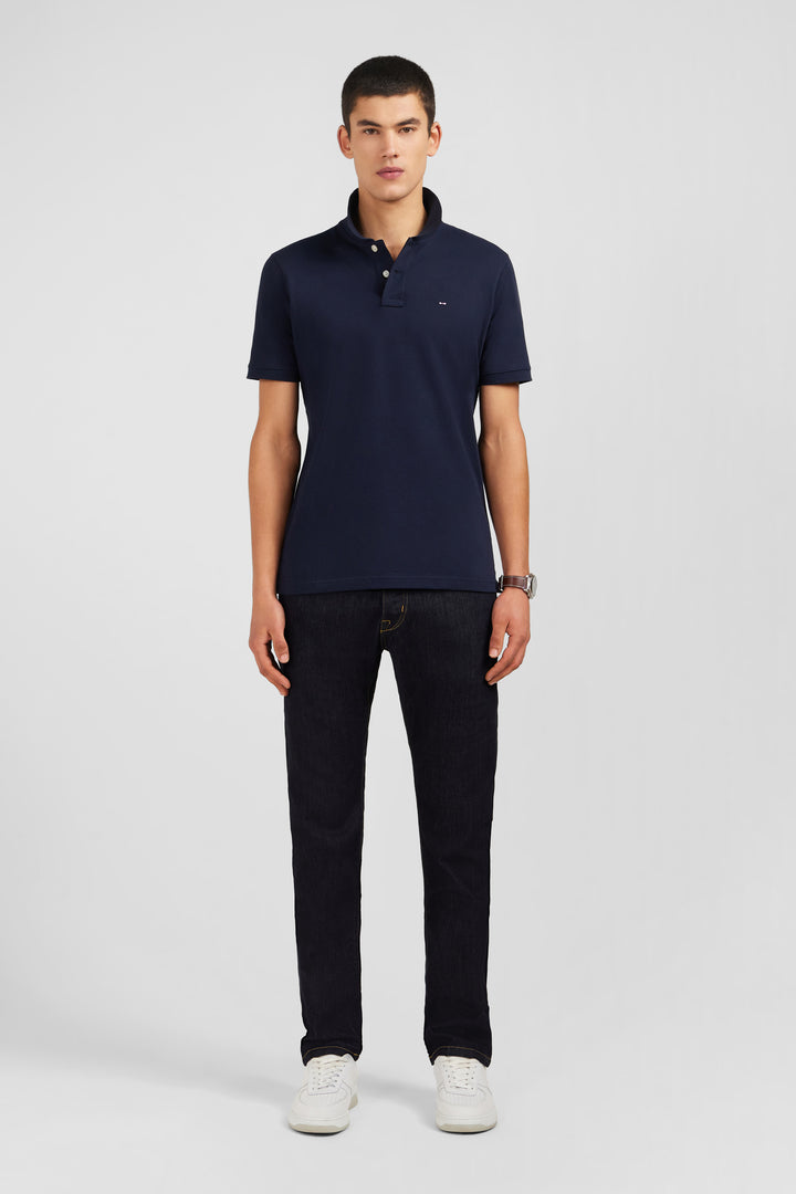 Navy blue stretch pima cotton polo