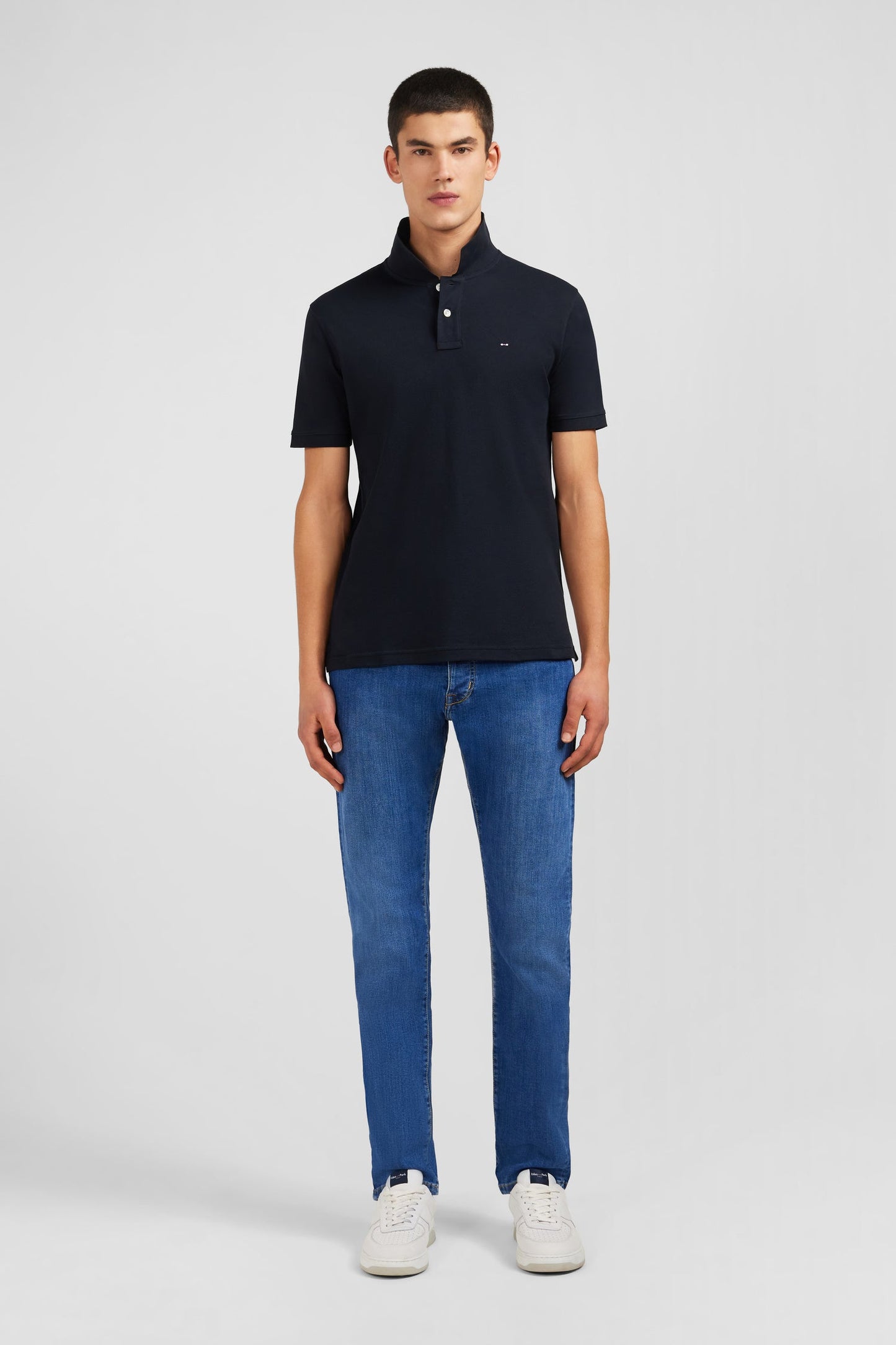 Black stretch pima cotton polo - Image 1