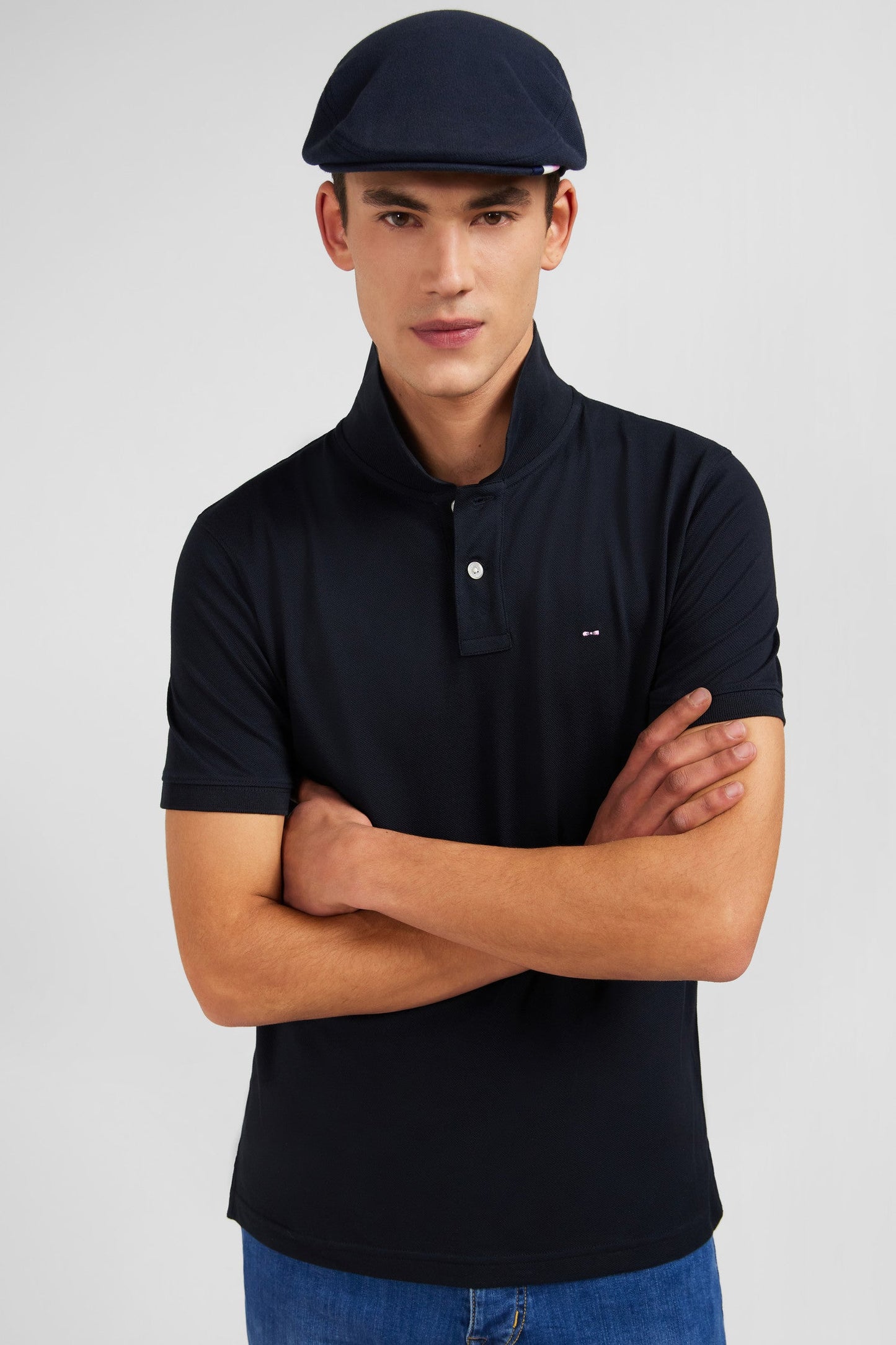 Polo noir en coton pima stretch