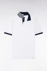 White pima cotton polo with contrasting accents