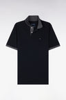 Black pima cotton polo with contrasting accents