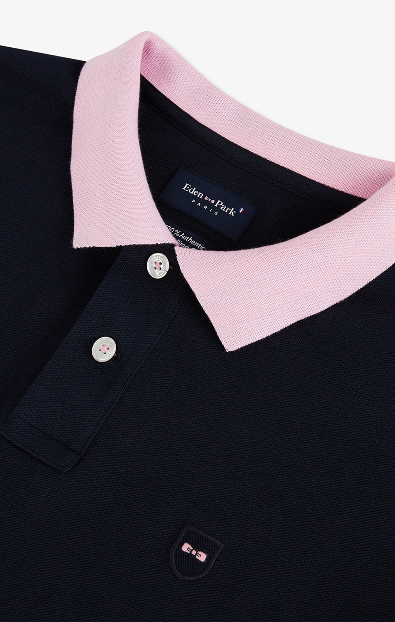 Navy cotton polo with contrasting neck