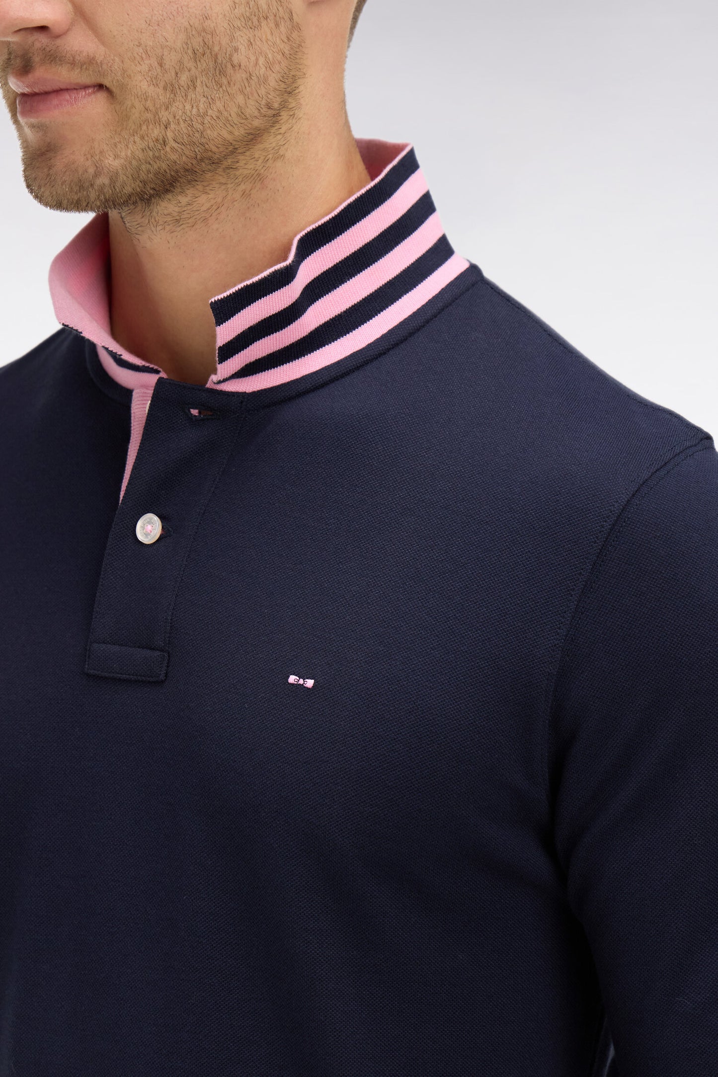 Navy cotton polo with contrasting neck