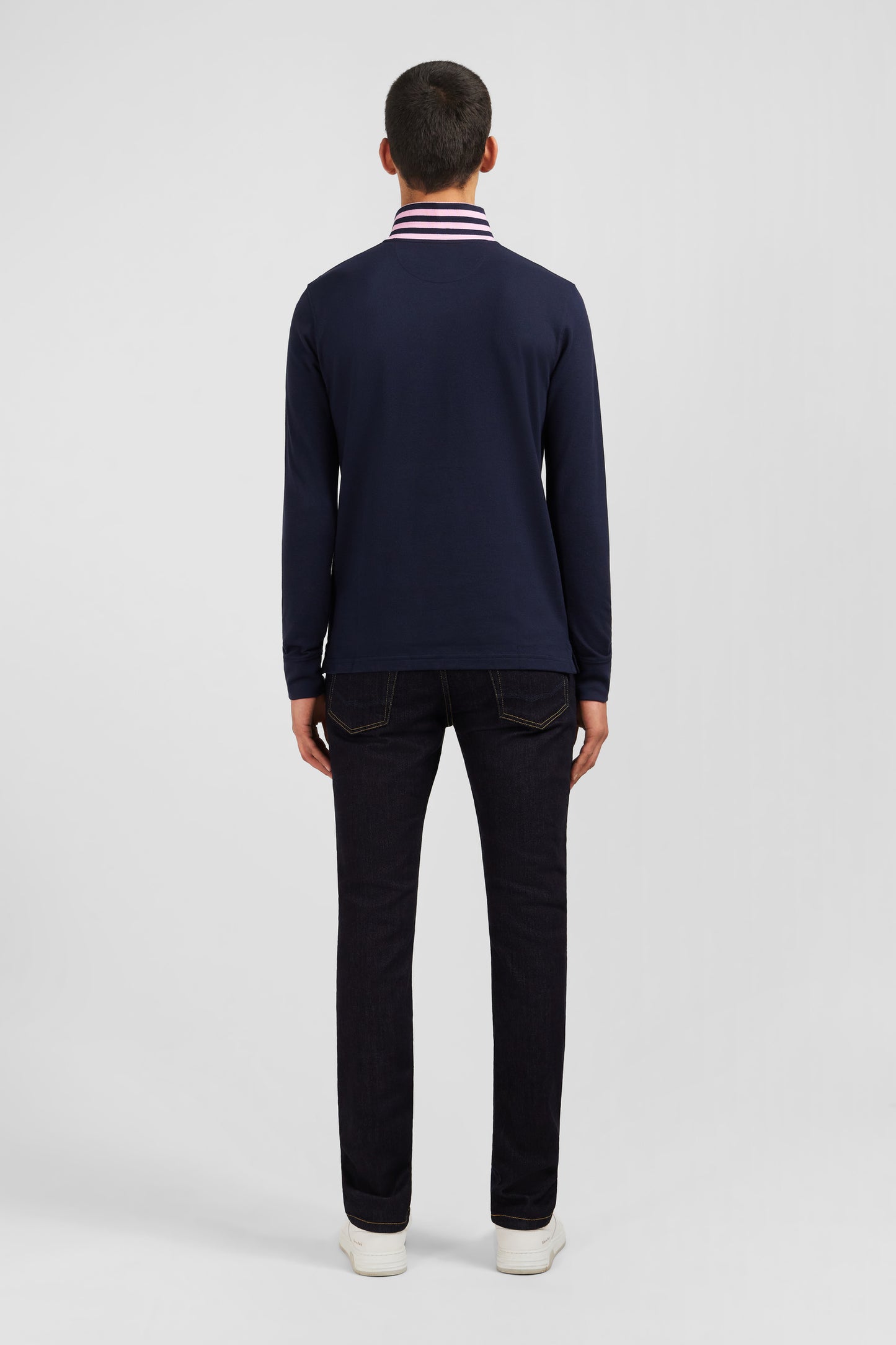 Navy cotton polo with contrasting neck