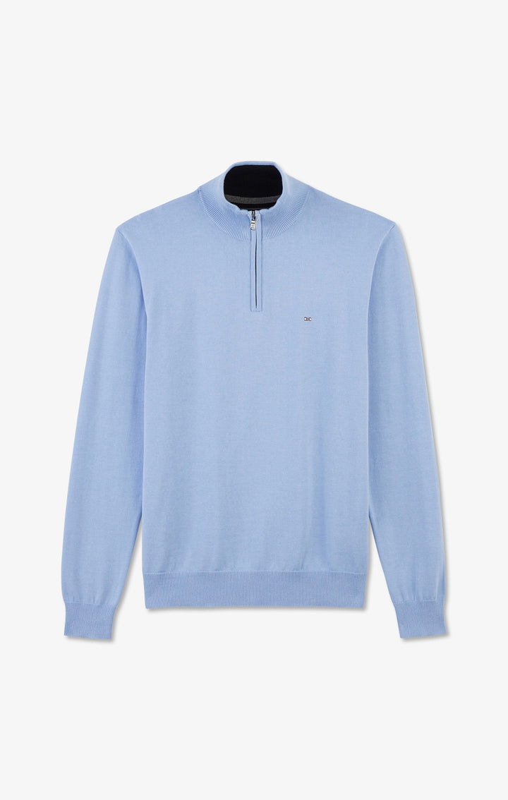 Blue cotton jersey jumper with trucker neck