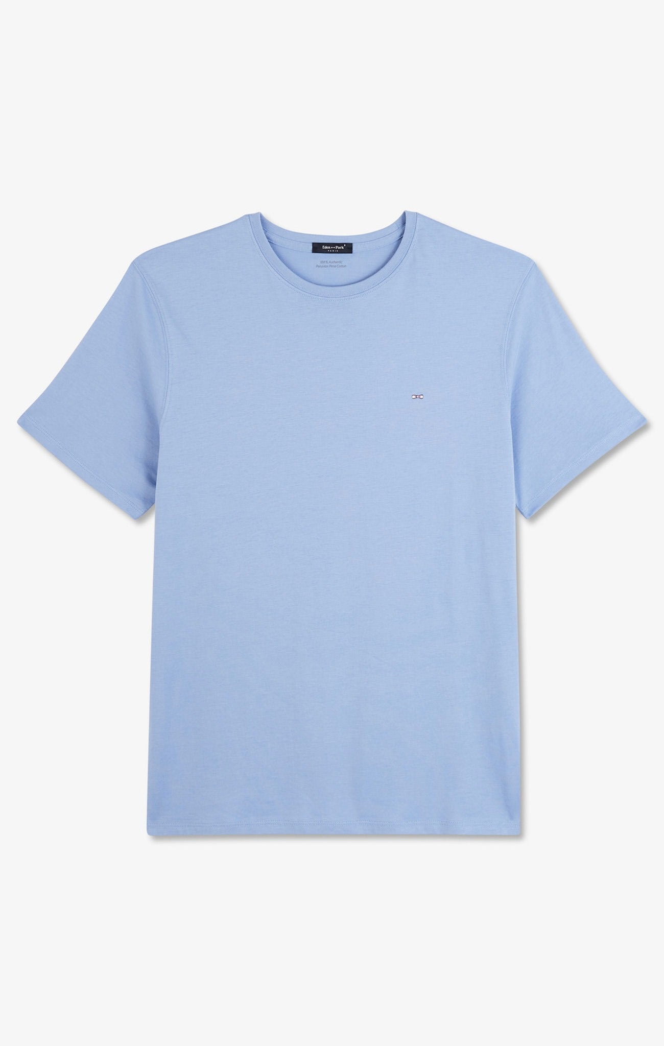 Crew neck light blue pima cotton t-shirt