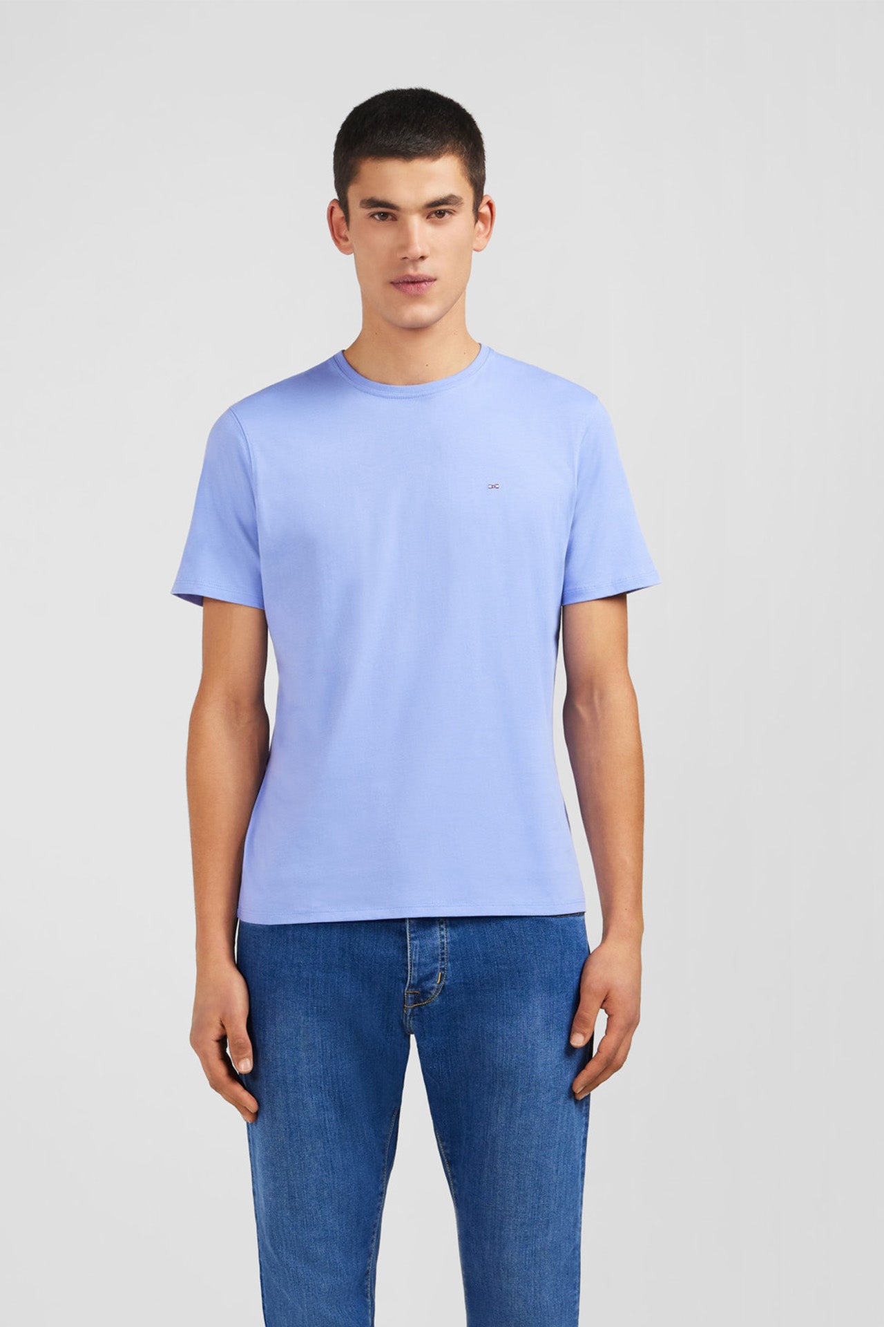 T-shirt bleu col rond à manches courtes