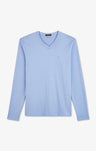 T-shirt bleu col V à manches longues