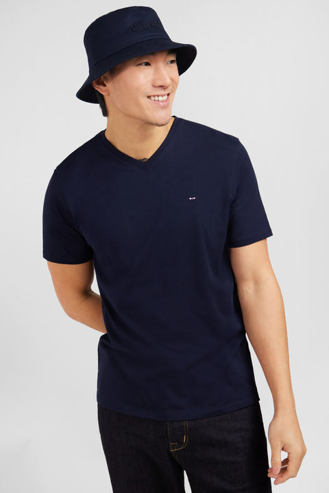T-shirt bleu marine col V à manches courtes - Image 3