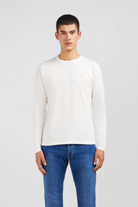 T-shirt blanc col rond à manches longues - Image 1