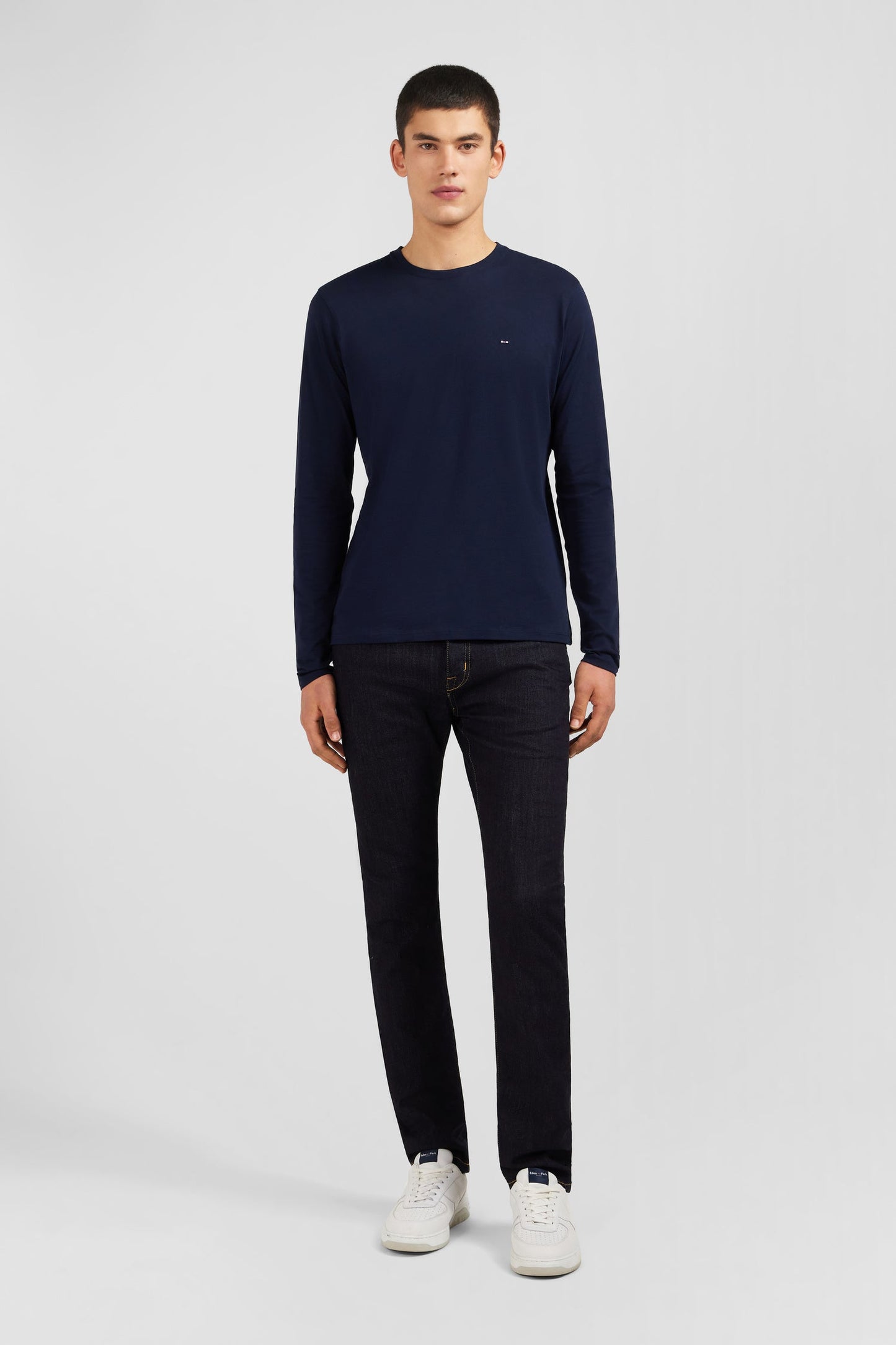 Long sleeved navy blue cotton t-shirt - Image 1