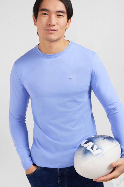 T-shirt bleu col rond à manches longues - Image 3