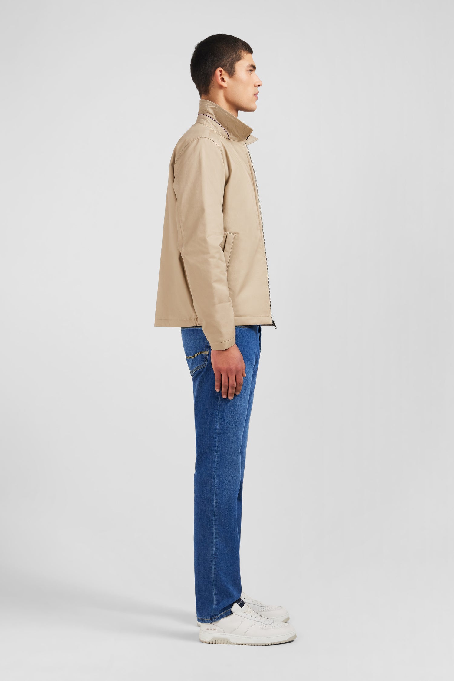 Beige jacket in cotton gabardine