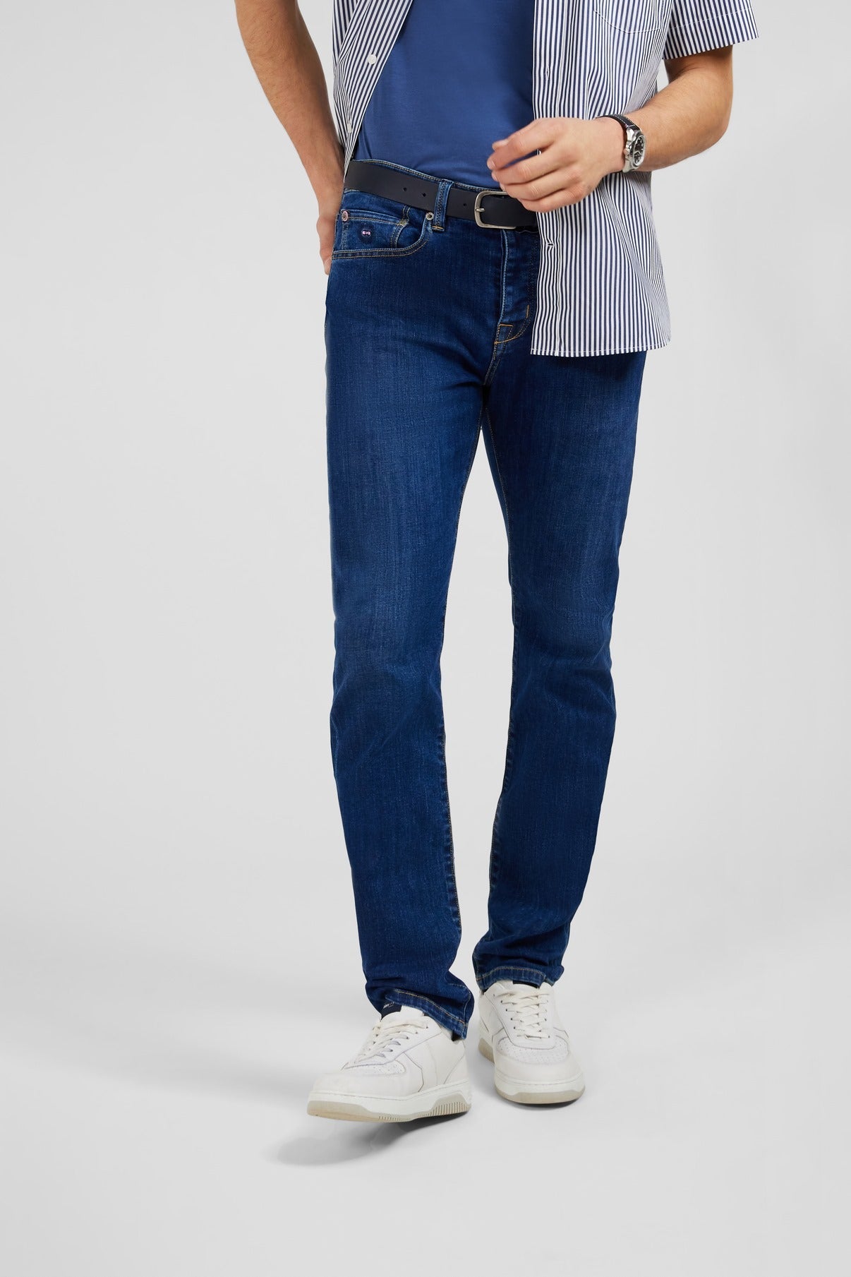 Straight jeans in blue stretch cotton