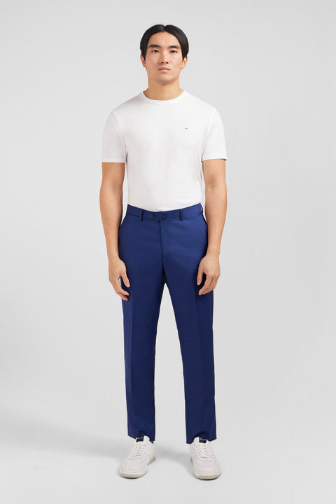 Pantalon regular bleu en laine à plis cassés - Image 1