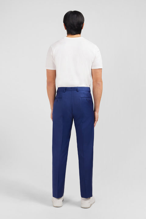 Pantalon regular bleu en laine à plis cassés - Image 3