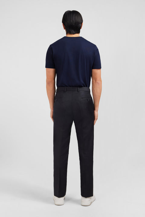 Pantalon regular gris foncé en laine à plis cassés - Image 3