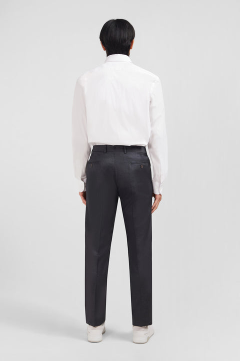 Pantalon regular gris en laine à plis cassés - Image 3