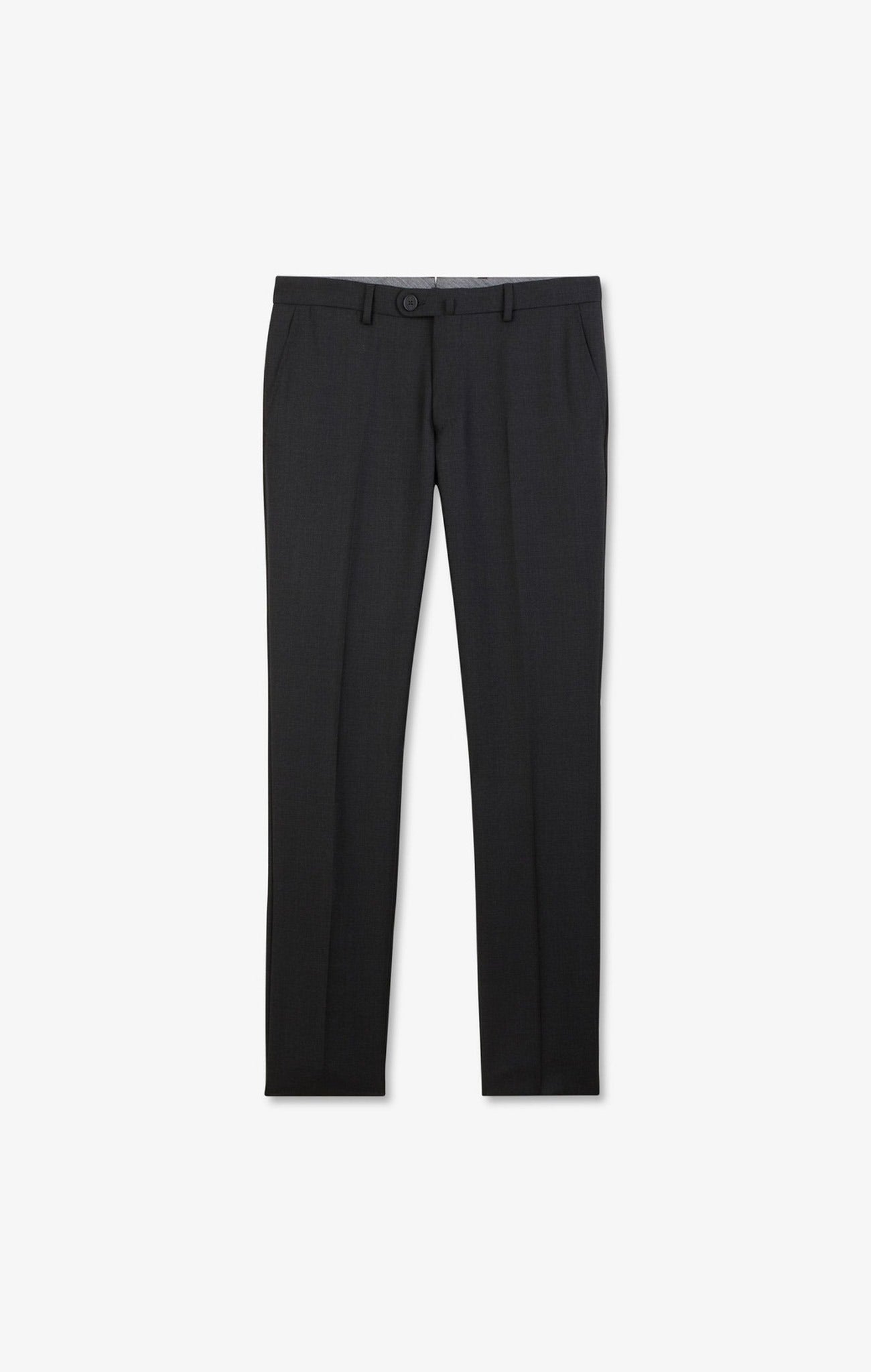 Pantalon slim gris foncé en laine à plis cassés