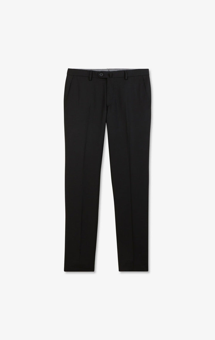 Pantalon slim noir en laine à plis cassés alt view