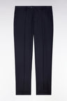Slim dark blue wool trousers with broken fold