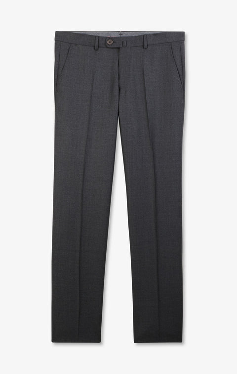 Pantalon regular gris en laine à plis cassés - Image 2