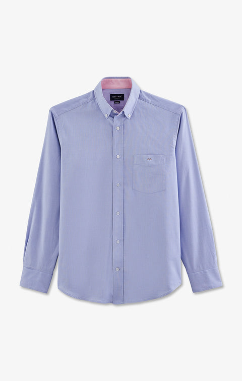 Chemise bleue unie en coton - Image 2