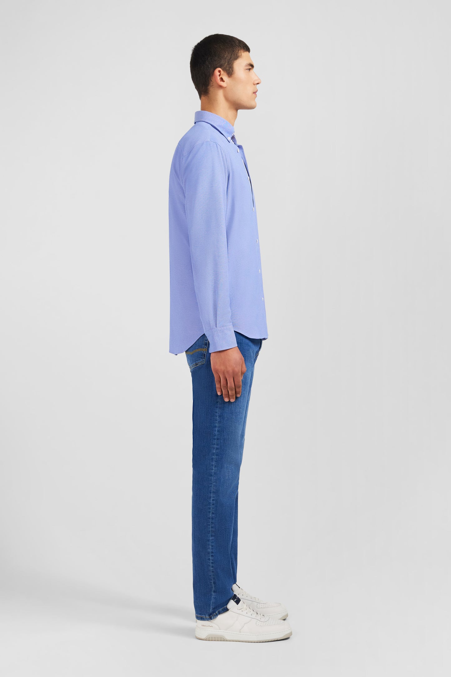 Chemise slim en coton pinpoint bleu