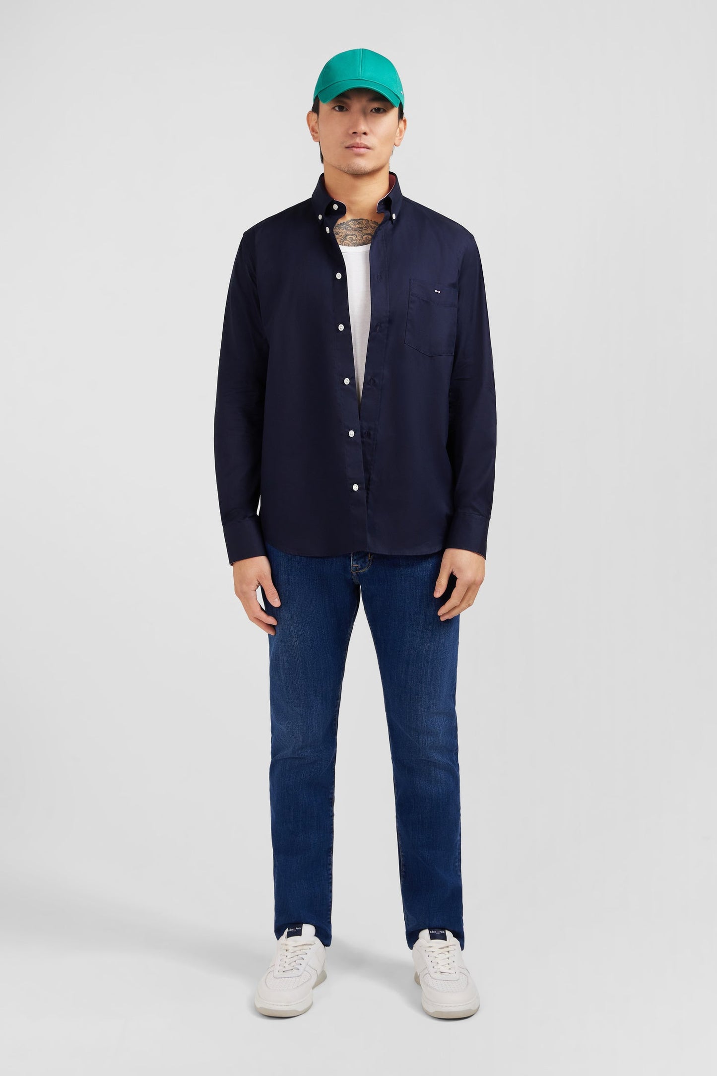 Dark blue cotton twill shirt - Image 1