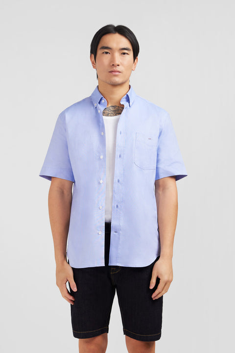 Chemisette bleu unie en coton - Image 1
