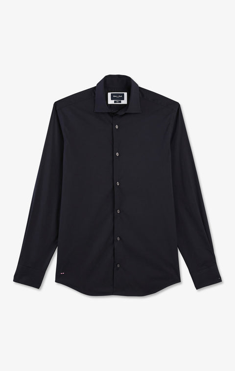 Slim-fit navy shirt in stretch poplin - Image 3