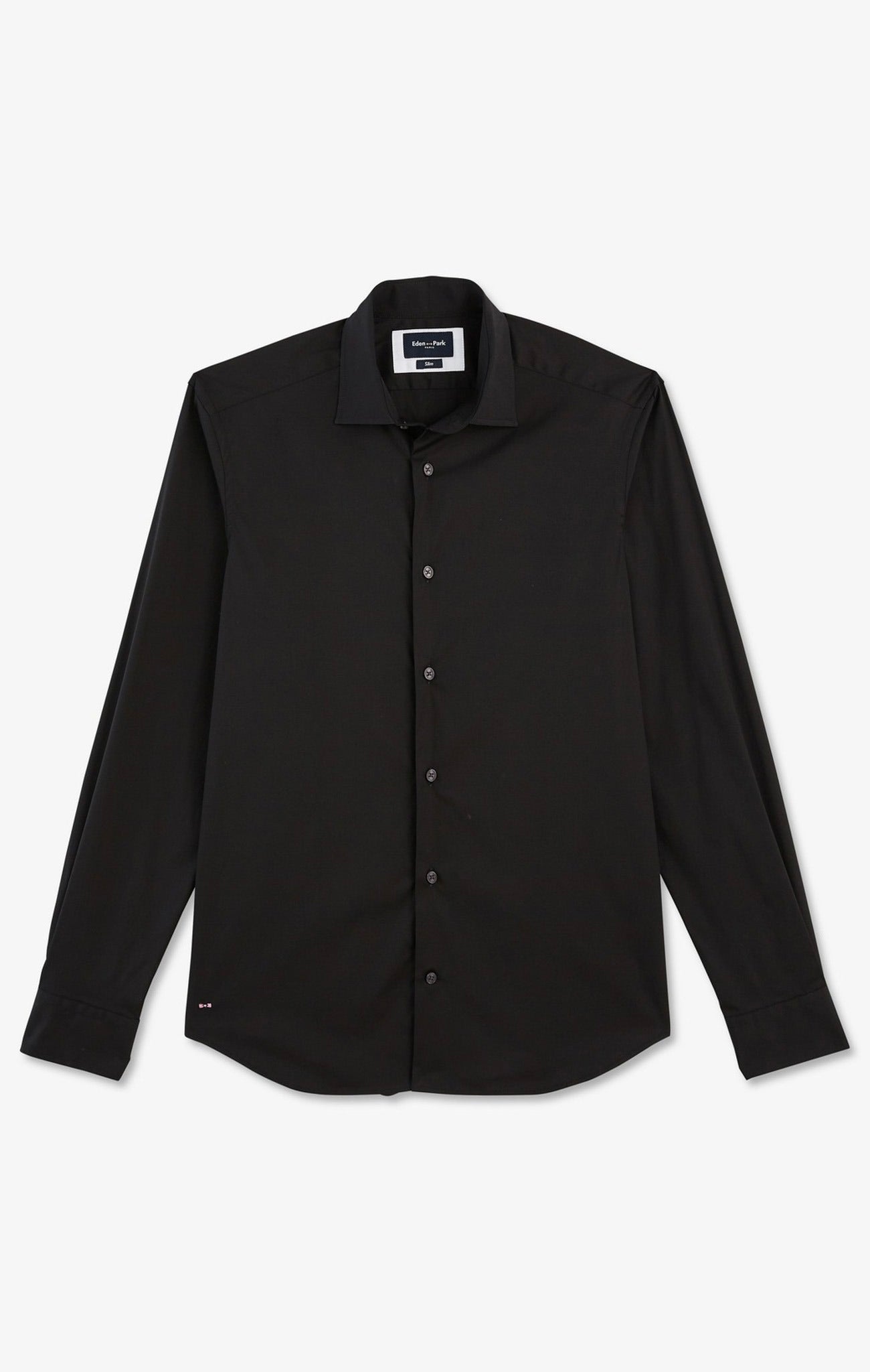 Chemise noir slim en popeline stretch