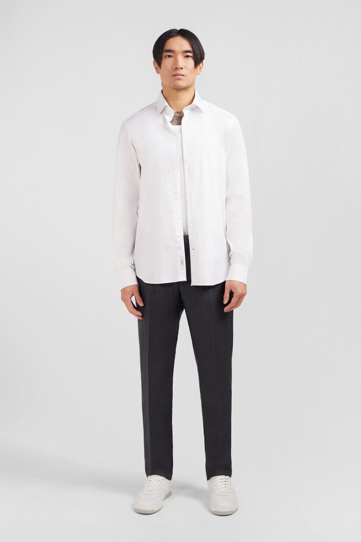 Chemise blanche slim en popeline stretch