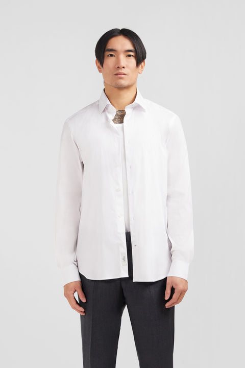 Slim-fit white shirt in stretch poplin - Image 1